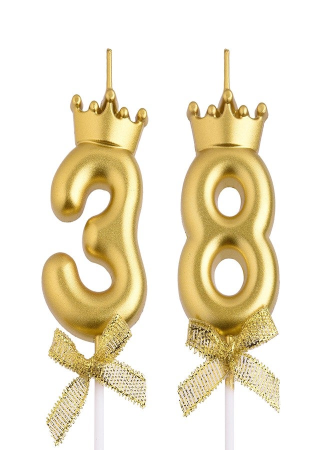 VSHILI 38th 83rd Birthday Candles, Gold 83 38 Year Old Number Birthday Candles, Happy Birthday Party Cake Topper Decoration Gifts for Women Men - Image 1